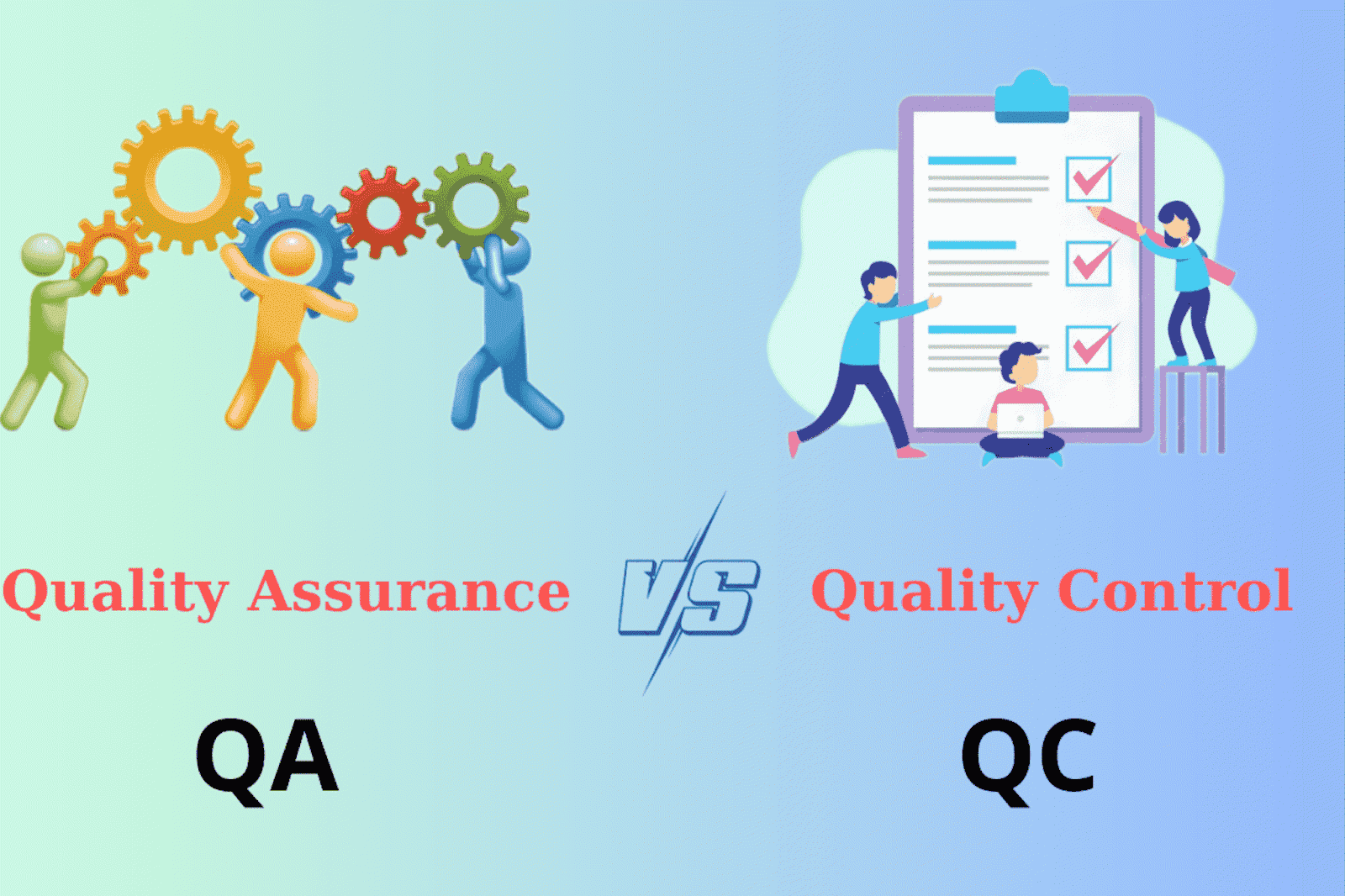QA và QC là hai khái niệm khác nhau thể hiện sự khác biệt về tính chất và đặc điểm công việc