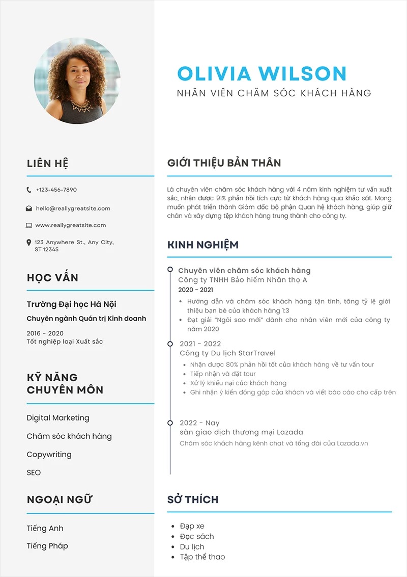 Mẫu CV có phong cách đơn giản