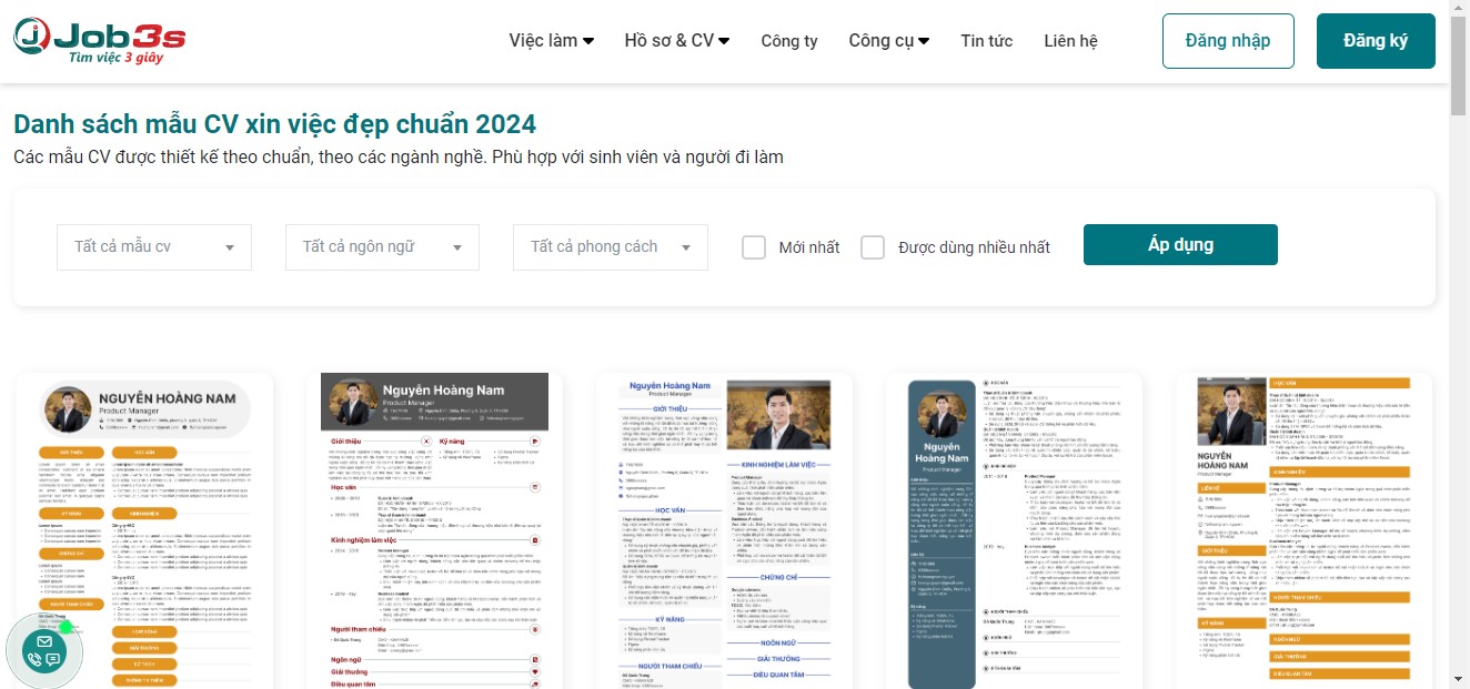 Jobcentreonline.com có nhiều mẫu CV hấp dẫn