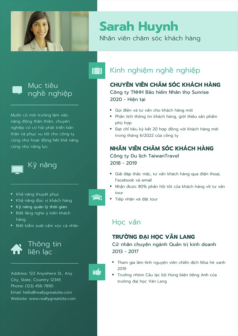 Mẫu CV chăm sóc khách hàng mang phong cách chuyên nghiệp