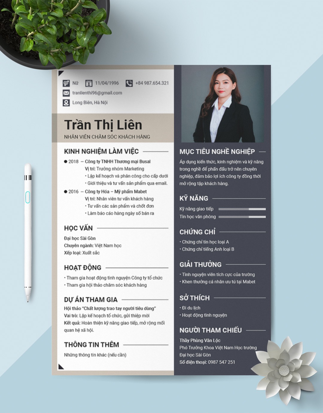 Mẫu có phong cách thanh lịch