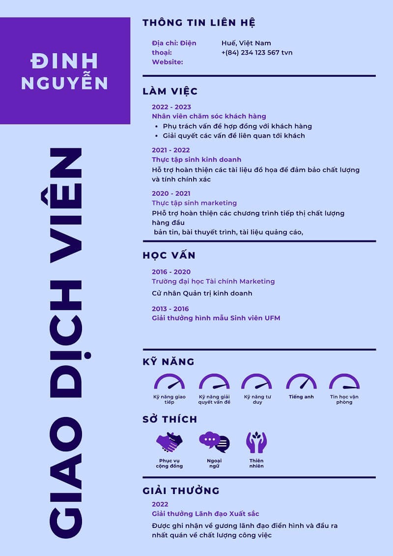 Mẫu CV ngân hàng mang phong cách hiện đại