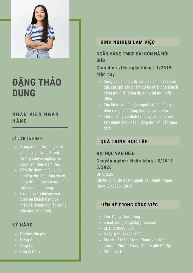 Mẫu CV ngân hàng mang phong cách khoa học