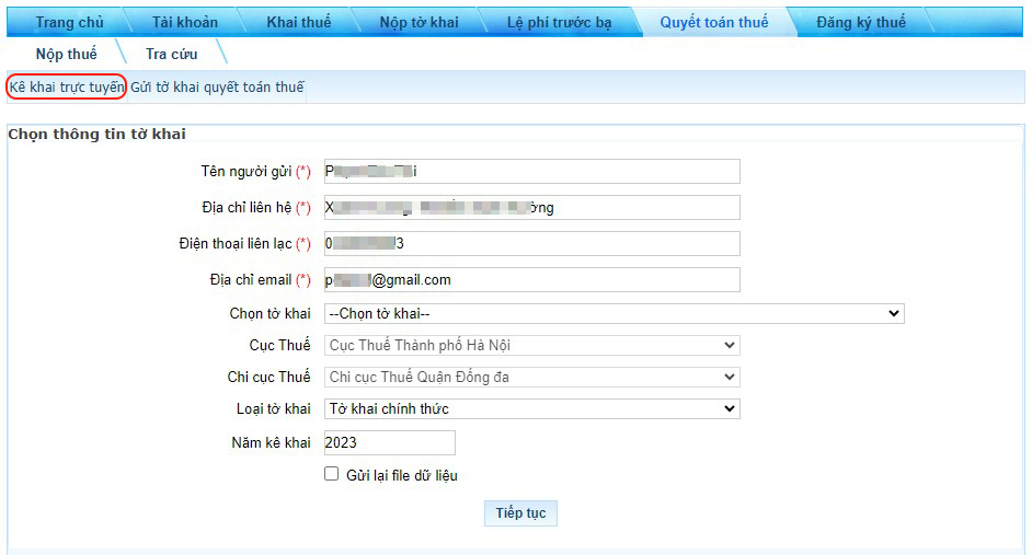 Người nộp thuế khai báo quyết toán thuế thu nhập cá nhân online