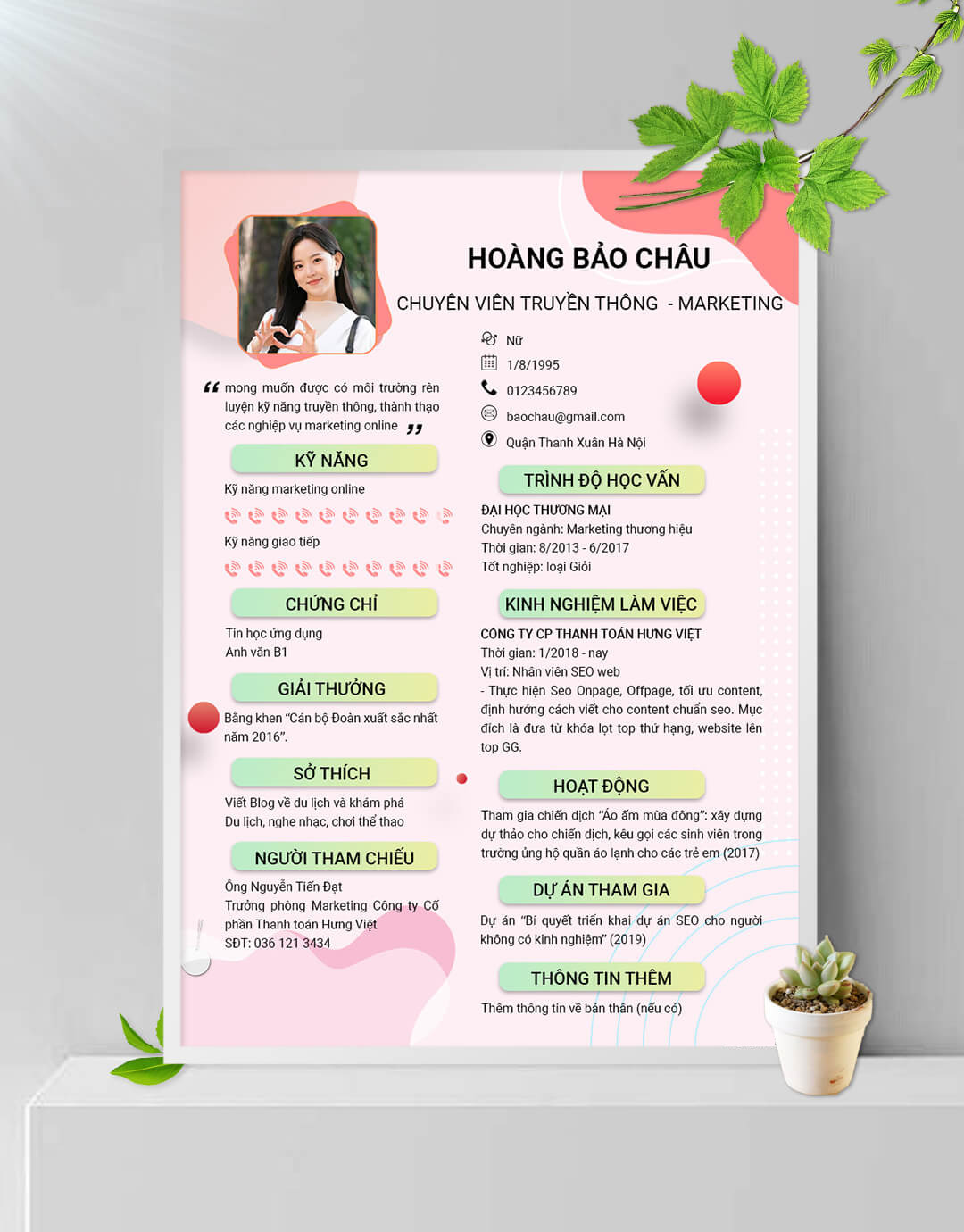 mẫu cv digital marketing