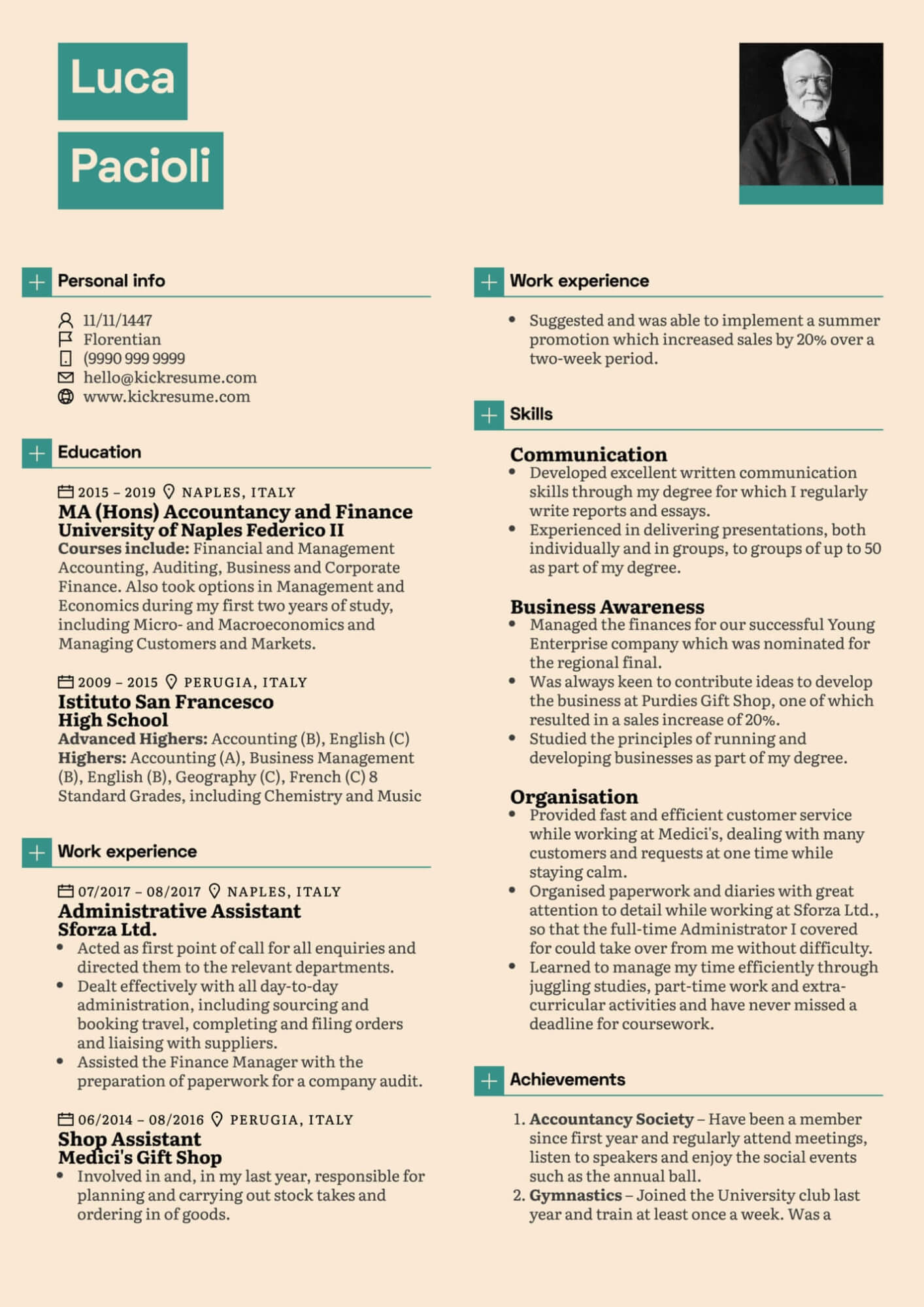 cv kế toán bằng tiếng anh