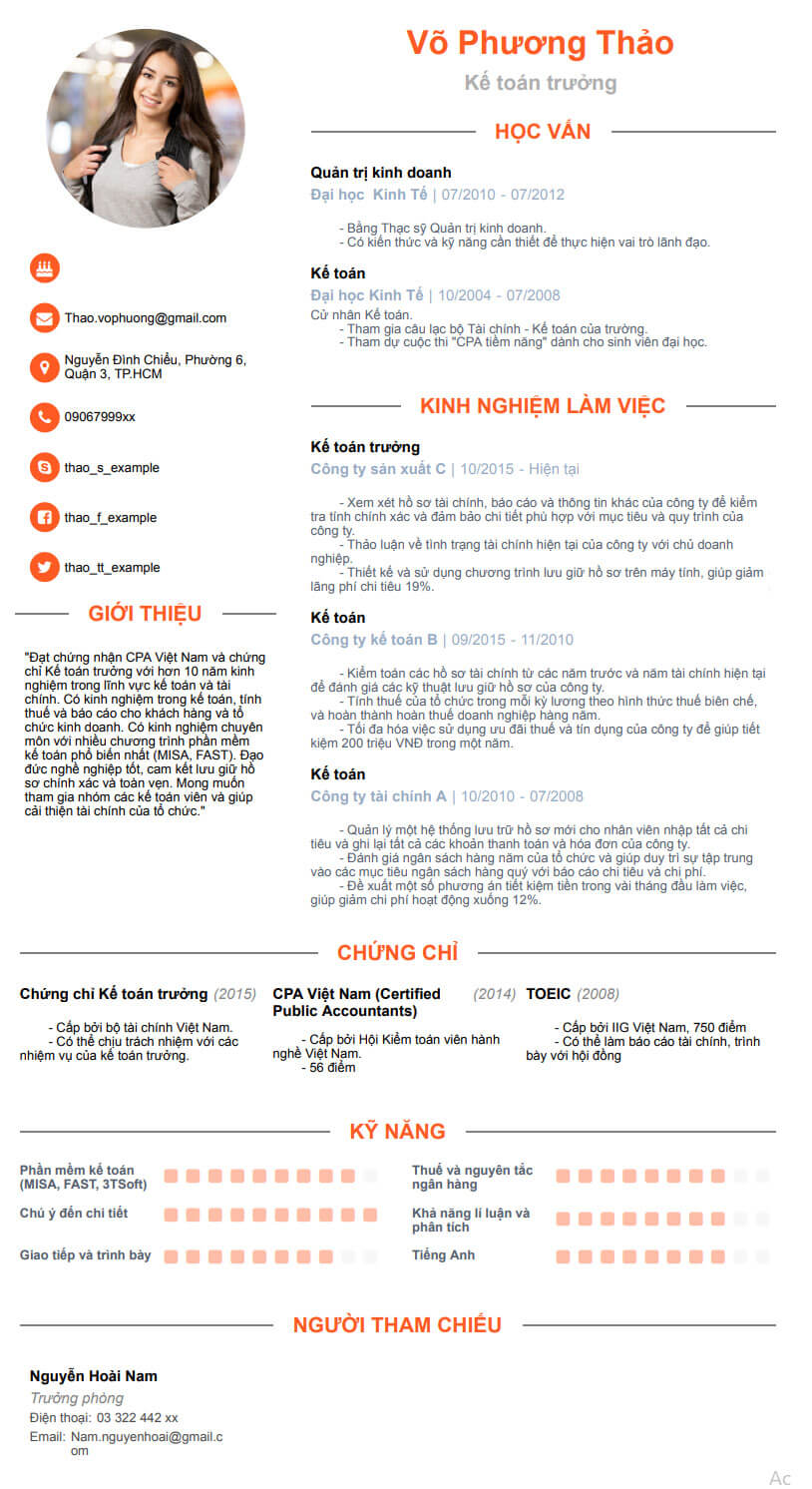 cv kế toán trưởng