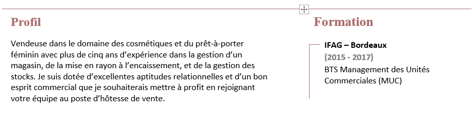giới thiệu trong cv tiếng pháp