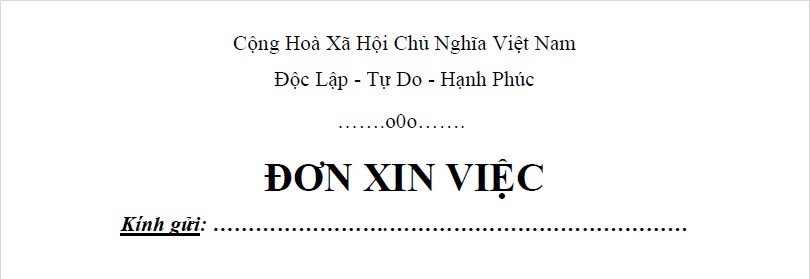 mở đầu của đơn xin việc lái xe