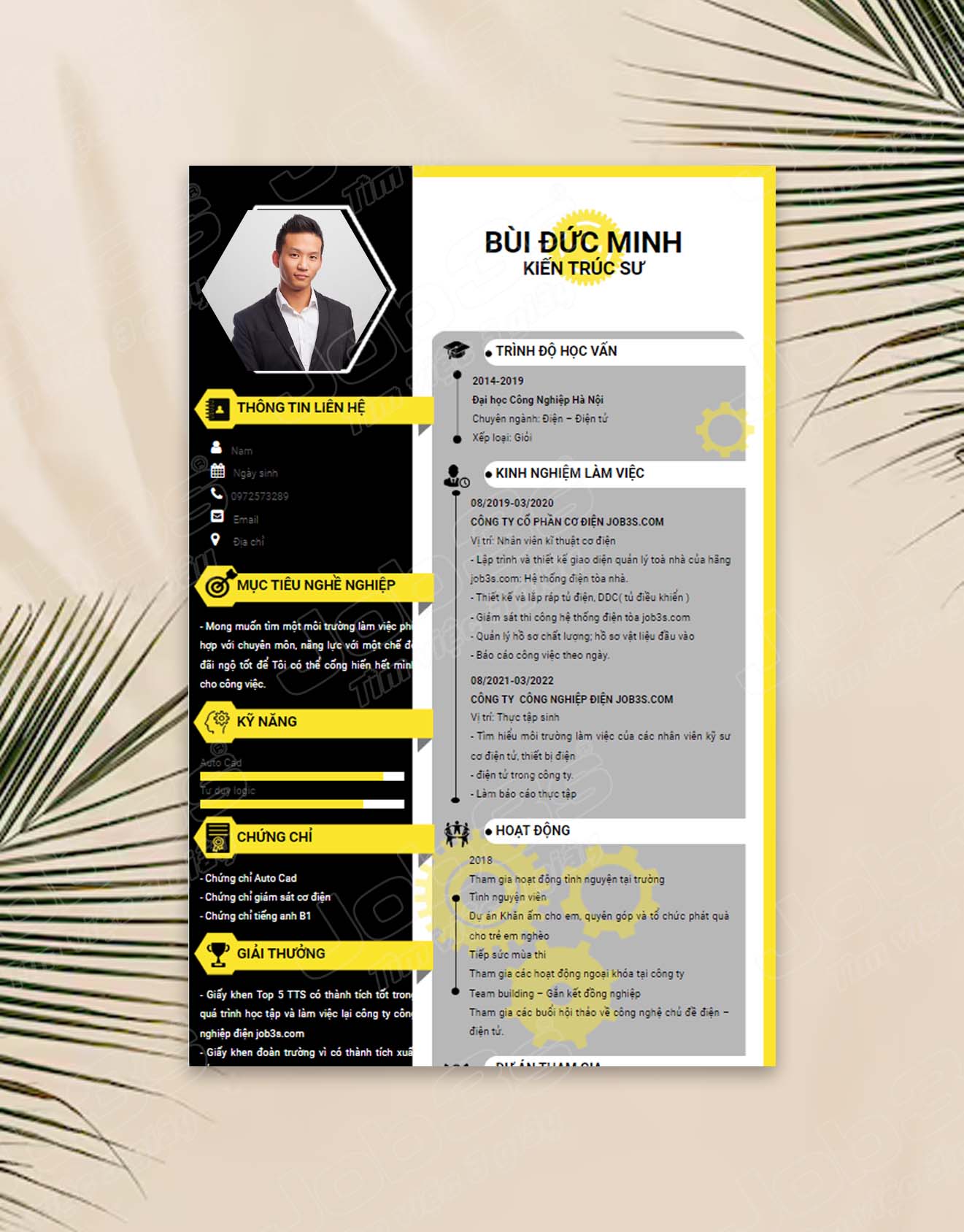 mẫu cv kỹ sư xây dựng