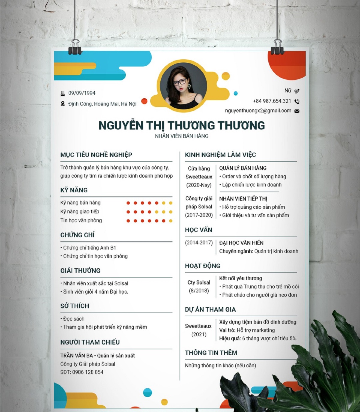 Bộ CV cần trình bày rõ ràng với các thông tin về trình độ học vấn