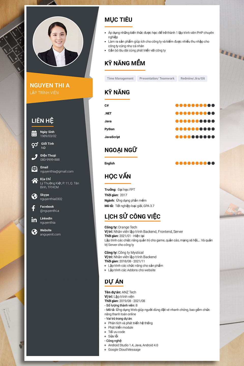 mẫu cv thực tập sinh it