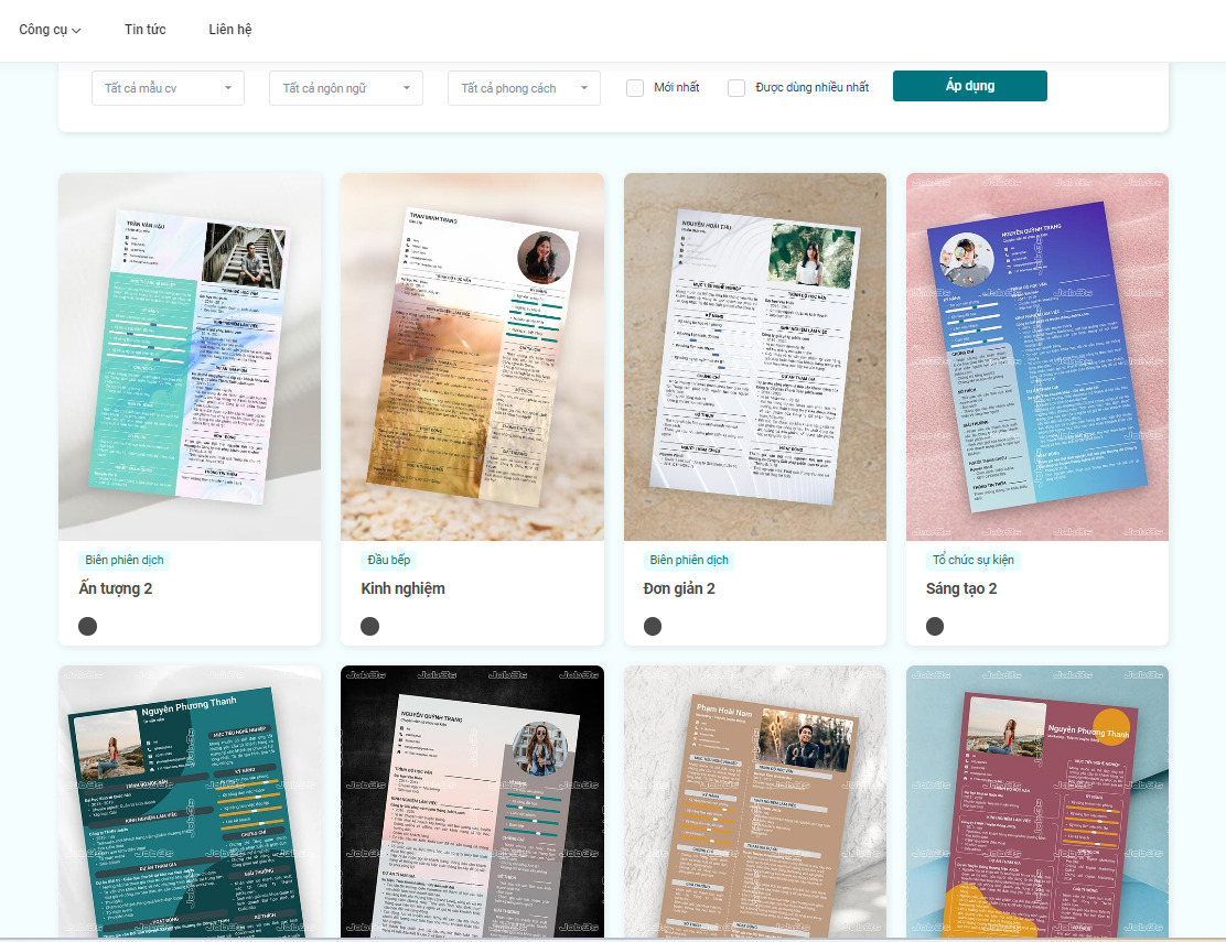 Job3s có nhiều mẫu CV ấn tượng để lựa chọn