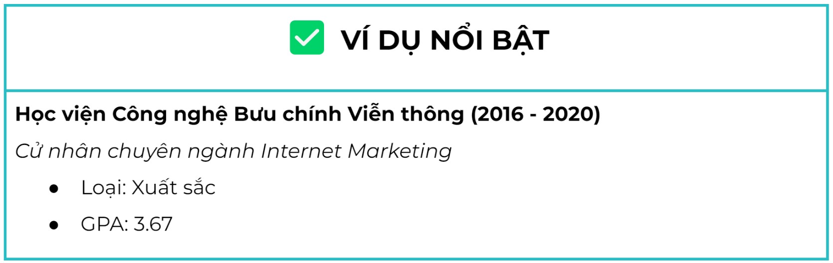 học vấn trong mẫu cv digital marketing