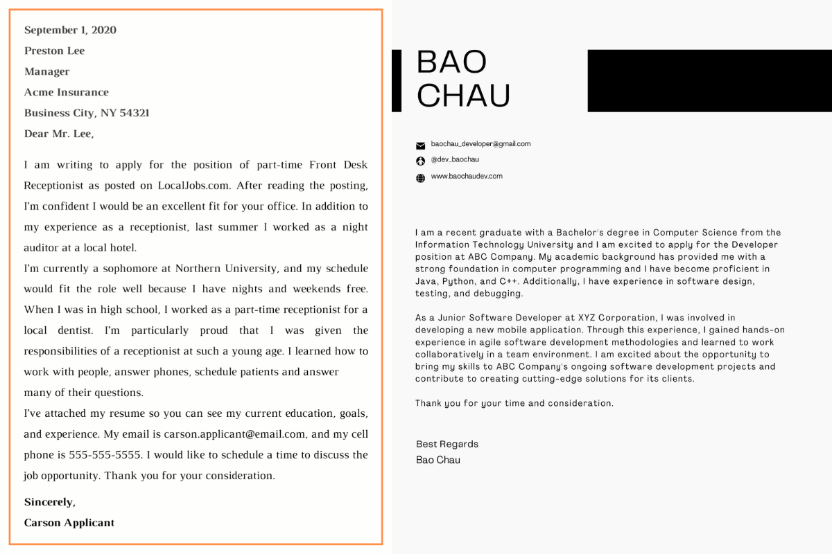Thư xin việc bằng Tiếng Anh thường ngắn gọn tập trung vào điểm mạnh cá nhân của ứng viên